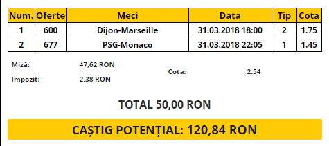 Bilet VIP 31.03.2018 | Ți-am selectat cel mai interesante meciuri din Franța