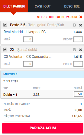 biletul zilei finala champions league