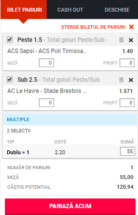 bilete pariuri cota 2
