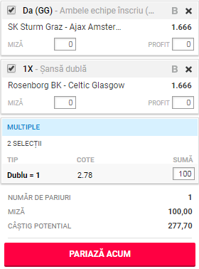 Biletul Zilei azi, 01 august 2018. Două partide de Champions League