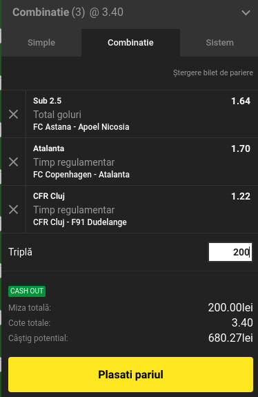 7 Bilete Pariuri pentru ziua de Europa League. Avem o cotă URIAȘĂ: 127.255,85