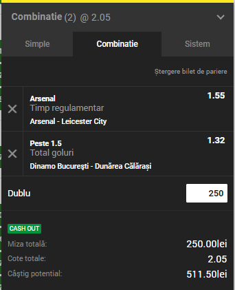 Biletul Zilei Unibet 22.10.2018. Ponturile pe care mizăm la Arsenal şi Dinamo