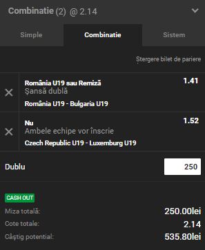 Biletul Zilei Unibet 14.11.2018. Două ponturi de încredere şi-o cotă de 2,14